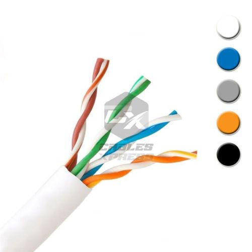 BULK CAT5E CABLE 1000FT UTP SOLID WIRE - (GRAY \ BLACK \ WHITE \ BLUE \ ORANGE)